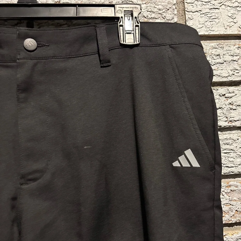 Adidas Mens Golf Shorts Black Size 36 Performance Athletic Flat Front 3-Stripe